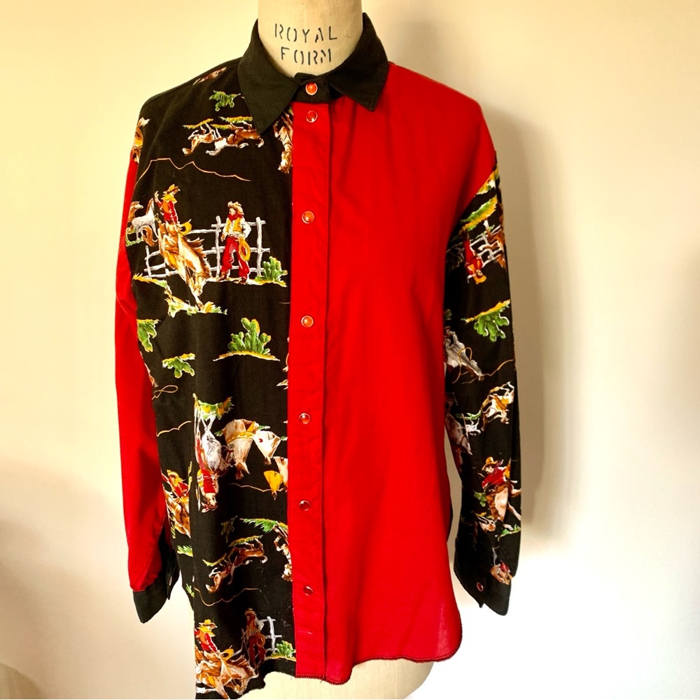Western Wear Round-Up Black and Red Shirt